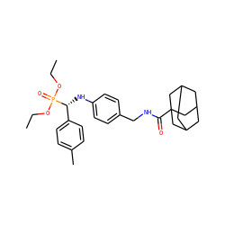 CCOP(=O)(OCC)[C@H](Nc1ccc(CNC(=O)C23CC4CC(CC(C4)C2)C3)cc1)c1ccc(C)cc1 ZINC000198526956