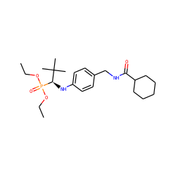 CCOP(=O)(OCC)[C@H](Nc1ccc(CNC(=O)C2CCCCC2)cc1)C(C)(C)C ZINC000198532698
