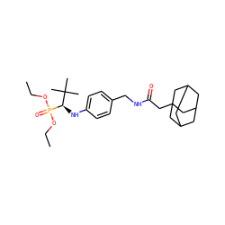 CCOP(=O)(OCC)[C@H](Nc1ccc(CNC(=O)CC23CC4CC(CC(C4)C2)C3)cc1)C(C)(C)C ZINC000198536232