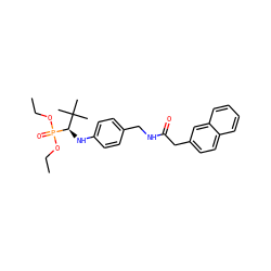 CCOP(=O)(OCC)[C@H](Nc1ccc(CNC(=O)Cc2ccc3ccccc3c2)cc1)C(C)(C)C ZINC000198532844