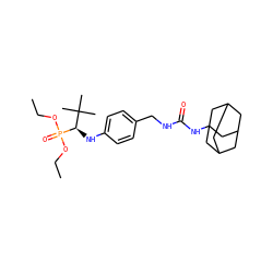CCOP(=O)(OCC)[C@H](Nc1ccc(CNC(=O)NC23CC4CC(CC(C4)C2)C3)cc1)C(C)(C)C ZINC000198543788