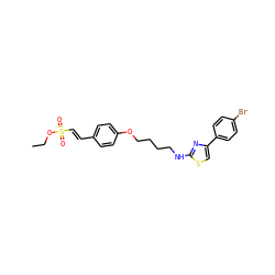CCOS(=O)(=O)/C=C/c1ccc(OCCCCNc2nc(-c3ccc(Br)cc3)cs2)cc1 ZINC000084730653