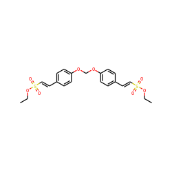 CCOS(=O)(=O)/C=C/c1ccc(OCOc2ccc(/C=C/S(=O)(=O)OCC)cc2)cc1 ZINC001772656476