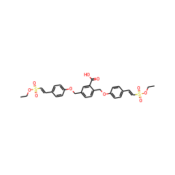 CCOS(=O)(=O)/C=C/c1ccc(OCc2ccc(COc3ccc(/C=C/S(=O)(=O)OCC)cc3)c(C(=O)O)c2)cc1 ZINC001772615587