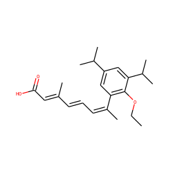 CCOc1c(/C(C)=C\C=C\C(C)=C\C(=O)O)cc(C(C)C)cc1C(C)C ZINC000013522225