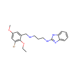 CCOc1c(Br)cc(OC)cc1CNCCCNc1nc2ccccc2[nH]1 ZINC000028365196