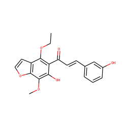 CCOc1c(C(=O)/C=C/c2cccc(O)c2)c(O)c(OC)c2occc12 ZINC000013682393