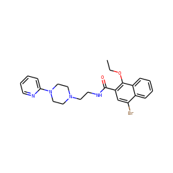 CCOc1c(C(=O)NCCN2CCN(c3ccccn3)CC2)cc(Br)c2ccccc12 ZINC000013761269