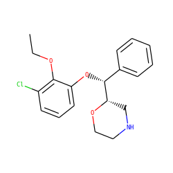 CCOc1c(Cl)cccc1O[C@H](c1ccccc1)[C@@H]1CNCCO1 ZINC000029049111