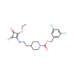CCOc1c(NCCC2CCN(C(=O)OCc3cc(Cl)cc(Cl)c3)CC2)c(=O)c1=O ZINC000209484958