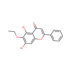 CCOc1c(O)cc2oc(-c3ccccc3)cc(=O)c2c1O ZINC000013584589
