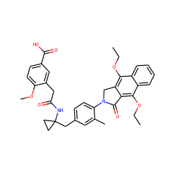 CCOc1c2c(c(OCC)c3ccccc13)C(=O)N(c1ccc(CC3(NC(=O)Cc4cc(C(=O)O)ccc4OC)CC3)cc1C)C2 ZINC000066079583