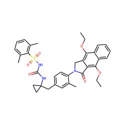 CCOc1c2c(c(OCC)c3ccccc13)C(=O)N(c1ccc(CC3(NC(=O)NS(=O)(=O)c4c(C)cccc4C)CC3)cc1C)C2 ZINC000072122109