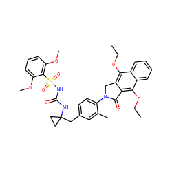 CCOc1c2c(c(OCC)c3ccccc13)C(=O)N(c1ccc(CC3(NC(=O)NS(=O)(=O)c4c(OC)cccc4OC)CC3)cc1C)C2 ZINC000068120105