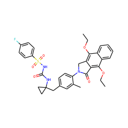 CCOc1c2c(c(OCC)c3ccccc13)C(=O)N(c1ccc(CC3(NC(=O)NS(=O)(=O)c4ccc(F)cc4)CC3)cc1C)C2 ZINC000043199975