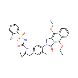 CCOc1c2c(c(OCC)c3ccccc13)C(=O)N(c1ccc(CC3(NC(=O)NS(=O)(=O)c4ccccc4Br)CC3)cc1C)C2 ZINC000072123745