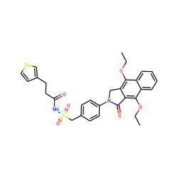 CCOc1c2c(c(OCC)c3ccccc13)C(=O)N(c1ccc(CS(=O)(=O)NC(=O)CCc3ccsc3)cc1)C2 ZINC000029125965