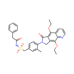 CCOc1c2c(c(OCC)c3ncccc13)CN(c1ccc(CS(=O)(=O)NC(=O)Cc3ccccc3)cc1C)C2=O ZINC000029125525