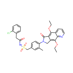 CCOc1c2c(c(OCC)c3ncccc13)CN(c1ccc(CS(=O)(=O)NC(=O)Cc3ccccc3Cl)cc1C)C2=O ZINC000029125434