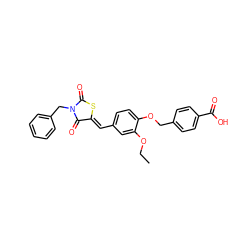 CCOc1cc(/C=C2\SC(=O)N(Cc3ccccc3)C2=O)ccc1OCc1ccc(C(=O)O)cc1 ZINC000008438953