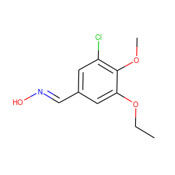 CCOc1cc(/C=N/O)cc(Cl)c1OC ZINC000013111568