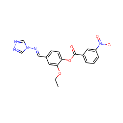 CCOc1cc(/C=N/n2cnnc2)ccc1OC(=O)c1cccc([N+](=O)[O-])c1 ZINC000002970488