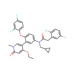 CCOc1cc(=O)n(C)cc1-c1cc(N(CC2CC2)C(=O)Cc2cc(F)ccc2Cl)ccc1Oc1ccc(F)cc1F ZINC001772603574