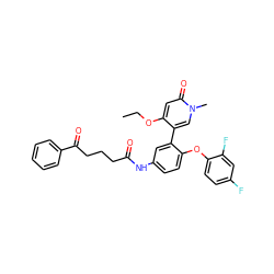 CCOc1cc(=O)n(C)cc1-c1cc(NC(=O)CCCC(=O)c2ccccc2)ccc1Oc1ccc(F)cc1F ZINC001772618373