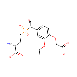CCOc1cc([C@@H](O)[P@](=O)(O)CC[C@@H](N)C(=O)O)ccc1OCC(=O)O ZINC000149077352