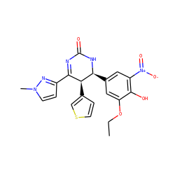 CCOc1cc([C@@H]2NC(=O)N=C(c3ccn(C)n3)[C@@H]2c2ccsc2)cc([N+](=O)[O-])c1O ZINC000169702726