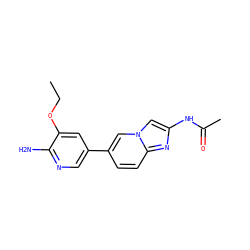 CCOc1cc(-c2ccc3nc(NC(C)=O)cn3c2)cnc1N ZINC000145342773