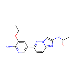 CCOc1cc(-c2ccc3nc(NC(C)=O)cn3n2)cnc1N ZINC000145258790