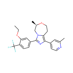 CCOc1cc(-c2nc(-c3ccnc(C)c3)c3n2C[C@@H](C)OCC3)ccc1C(F)(F)F ZINC001772602883
