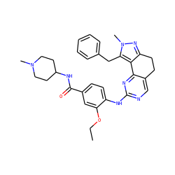 CCOc1cc(C(=O)NC2CCN(C)CC2)ccc1Nc1ncc2c(n1)-c1c(nn(C)c1Cc1ccccc1)CC2 ZINC000143092518