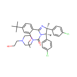 CCOc1cc(C(C)(C)C)ccc1C1=N[C@@](C)(c2ccc(Cl)cc2)[C@@](C)(c2ccc(Cl)cc2)N1C(=O)N1CCN(CCO)CC1 ZINC000096270382