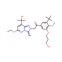 CCOc1cc(C(C)(C)O)c2nn(CC(=O)c3cc(OCCCO)c(OC)c(C(C)(C)C)c3)c(=N)n2n1 ZINC000115496174