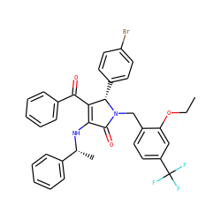 CCOc1cc(C(F)(F)F)ccc1CN1C(=O)C(N[C@H](C)c2ccccc2)=C(C(=O)c2ccccc2)[C@@H]1c1ccc(Br)cc1 ZINC000169349432