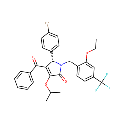 CCOc1cc(C(F)(F)F)ccc1CN1C(=O)C(OC(C)C)=C(C(=O)c2ccccc2)[C@@H]1c1ccc(Br)cc1 ZINC000169349415