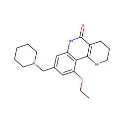 CCOc1cc(CN2CCCCC2)cc2[nH]c(=O)c3c(c12)NCCC3 ZINC000118734545