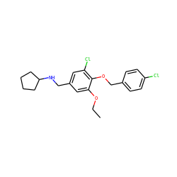 CCOc1cc(CNC2CCCC2)cc(Cl)c1OCc1ccc(Cl)cc1 ZINC000008253943