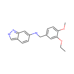 CCOc1cc(CNc2ccc3c[nH]nc3c2)ccc1OC ZINC000008579850