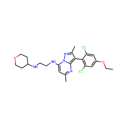 CCOc1cc(Cl)c(-c2c(C)nn3c(NCCNC4CCOCC4)cc(C)nc23)c(Cl)c1 ZINC000034000569
