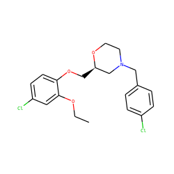 CCOc1cc(Cl)ccc1OC[C@@H]1CN(Cc2ccc(Cl)cc2)CCO1 ZINC000013579642