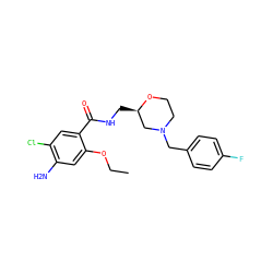 CCOc1cc(N)c(Cl)cc1C(=O)NC[C@@H]1CN(Cc2ccc(F)cc2)CCO1 ZINC000020621755