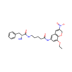 CCOc1cc(NC(=O)CCCCNC(=O)[C@H](N)Cc2ccccc2)cc2c1OCC([N+](=O)[O-])=C2 ZINC001772572105