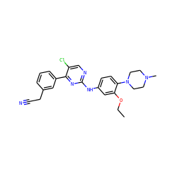 CCOc1cc(Nc2ncc(Cl)c(-c3cccc(CC#N)c3)n2)ccc1N1CCN(C)CC1 ZINC000096272935