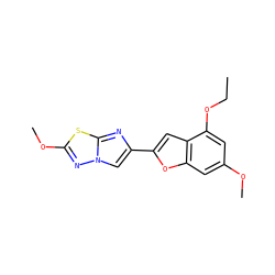 CCOc1cc(OC)cc2oc(-c3cn4nc(OC)sc4n3)cc12 ZINC000143270945