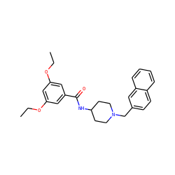 CCOc1cc(OCC)cc(C(=O)NC2CCN(Cc3ccc4ccccc4c3)CC2)c1 ZINC000036351822
