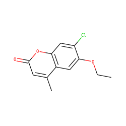 CCOc1cc2c(C)cc(=O)oc2cc1Cl ZINC000000089912