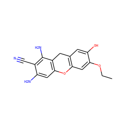 CCOc1cc2c(cc1O)Cc1c(cc(N)c(C#N)c1N)O2 ZINC000473244348